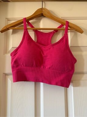 90 Degree By Reflex Seamless Racerback Sports Bra - Bright Pink